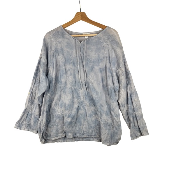 Purejill Tops J Jill Pure Jill Blue Embroidered Tie Dye Peasant purejill-tops-j-jill-pure-jill-blue-embroidered-tie-dye-peasant